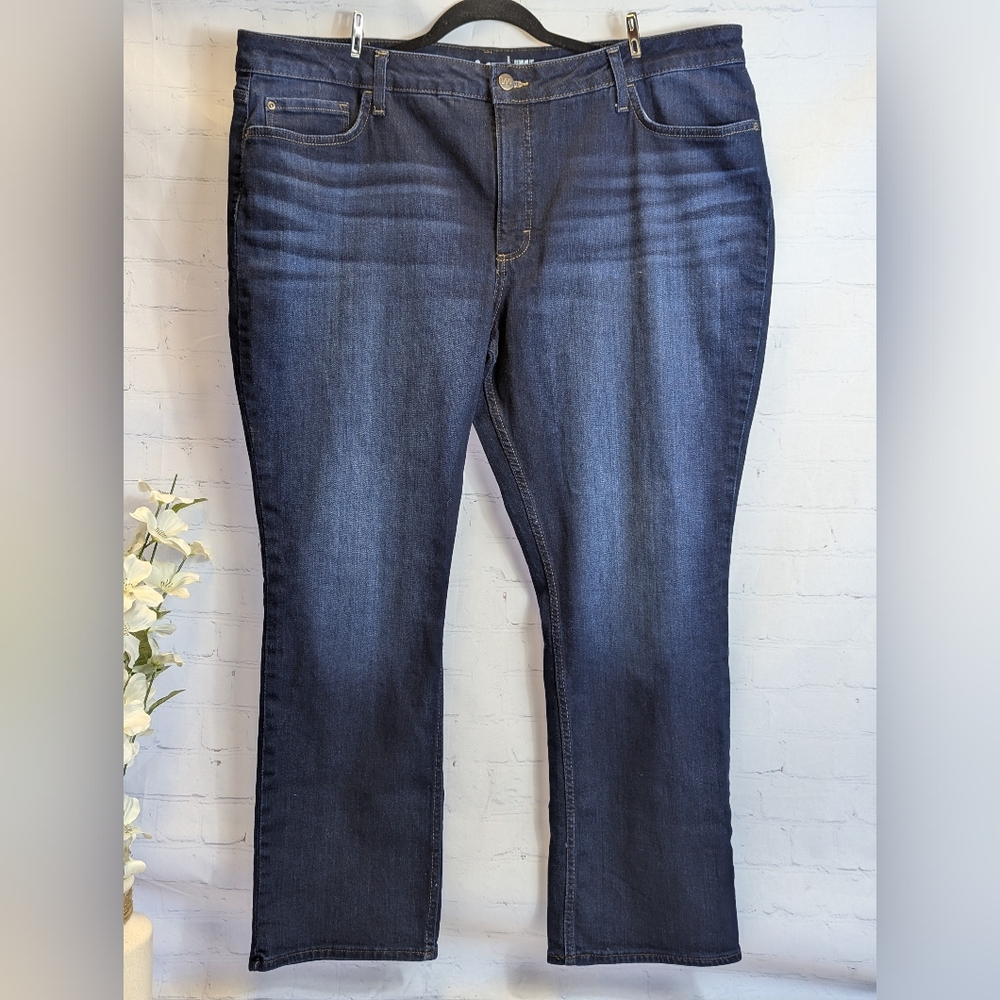 Woman's Gorgeous Plus Blue Jeans (24) Mid Rise Straight Leg Regular Fit